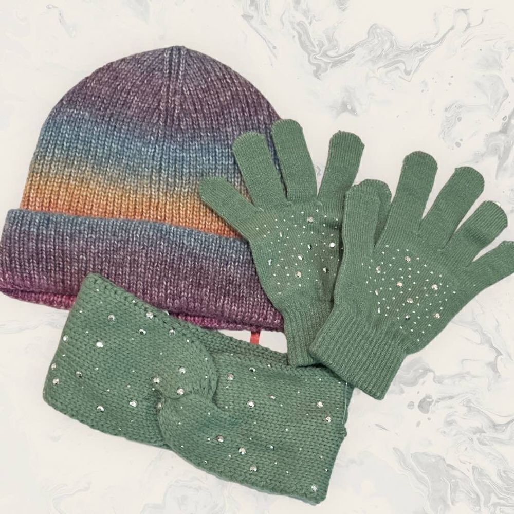 NWT Nordstrom BP. Two Piece Green Embellished Globes and Head Band  and Multicol